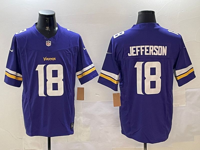 Men Minnesota Vikings #18 Jefferson Purple Throwback Three generation 2024 Nike Limited NFL Jersey style 2->minnesota vikings->NFL Jersey